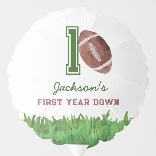 Football First Year Down Birthday Balloon