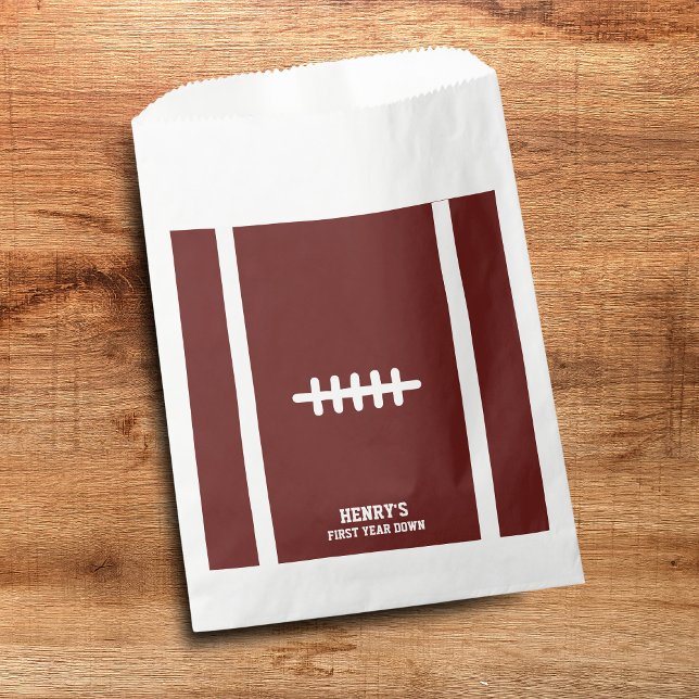 Football First Year Down Birthday Favor Bag (Football themed favor bags)