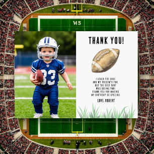 Football First Year Down Birthday Thank you Card