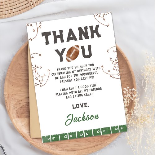 Football First Year Down Birthday Thank You Card