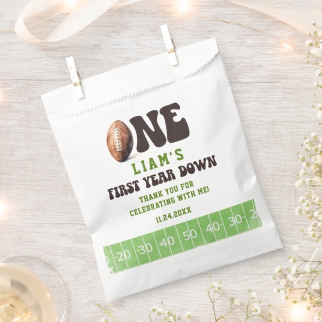 Football First Year Down Thank You  Favor Bag (Clipped)