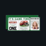football First Year Down Ticket 1st Birthday Invitation<br><div class="desc">Celebrate your little MVP’s first year with this fun "First Year Down" football-themed birthday invitation! Designed like a game day ticket, this invite features a custom photo, team colors, and playful details perfect for your future all-star’s big day. Great for boys’ 1st birthday parties, football fans, and tailgate-style celebrations. Easy...</div>