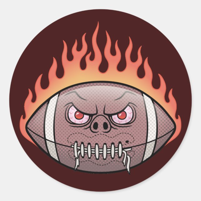 Football - Flames Classic Round Sticker (Front)