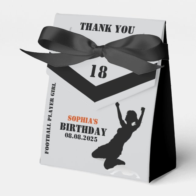 Football, Football Player Girl Birthday Favor Boxes (Front Side)