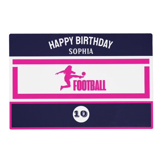 Football, Football Player Girl Birthday Placemat (Front)
