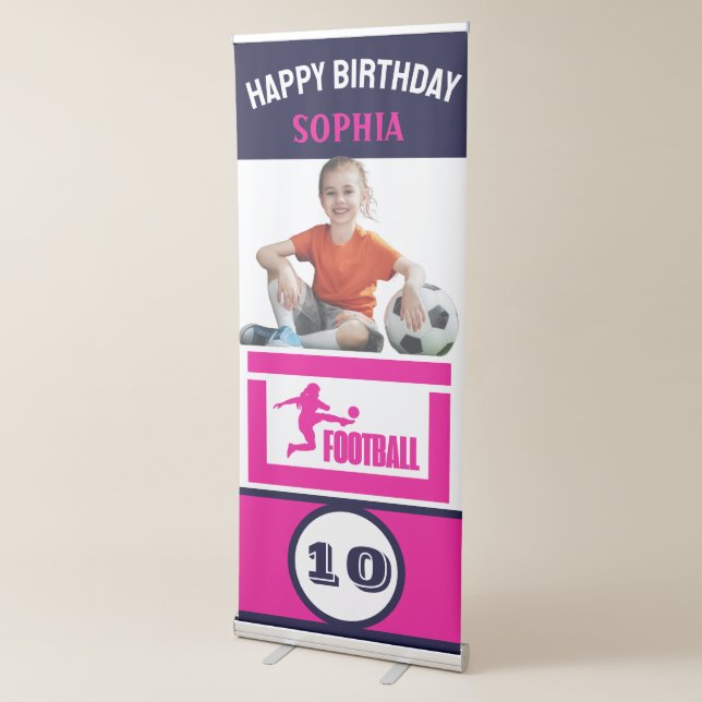 Football, Football Player Girl Birthday Retractable Banner (3/4)
