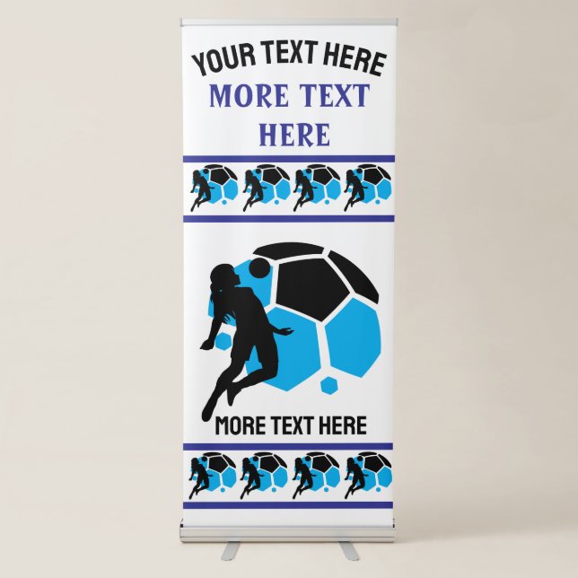 Football, Football Player Girl Birthday Retractable Banner (Front)