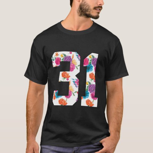 Football For Floral Fan Jersey Number 31 T_Shirt