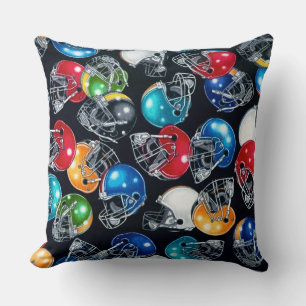 Football Frenzy Football Helmet Pattern Throw Pillow