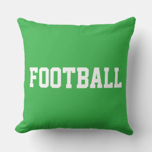 FOOTBALL Fun Athletic 70s Text On Bright Green Throw Pillow
