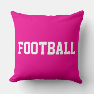 FOOTBALL Fun Athletic 70s Text On Chic Bright Pink Throw Pillow