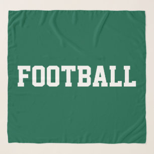 FOOTBALL Fun Athletic White Text On Forest Green Scarf