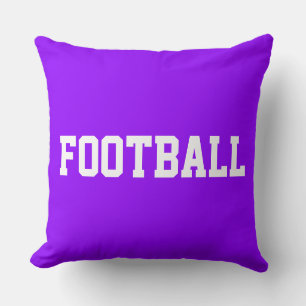 FOOTBALL Fun Cool Athletic Text On Bright Purple Throw Pillow