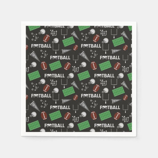 Football Fun on Black Napkins (Front)