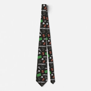 Football Fun on Black Neck Tie