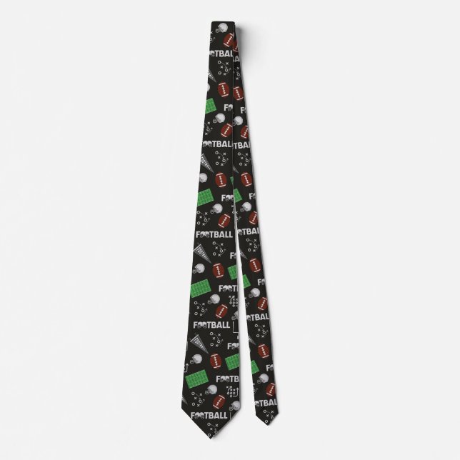 Football Fun on Black Neck Tie (Front)