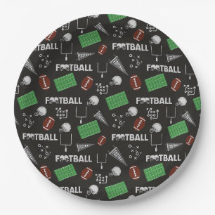 Football Fun on Black Paper Plates