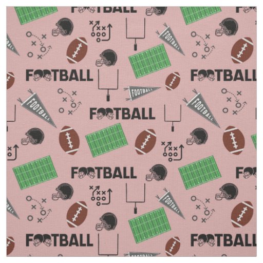 Football Fun on Dark Tea Rose Pink Fabric