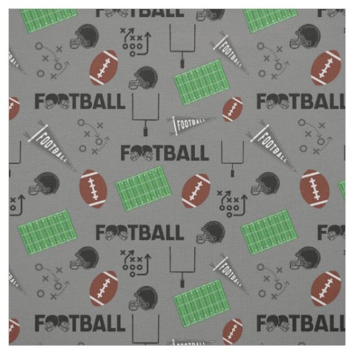 Football Fun on Gray Fabric