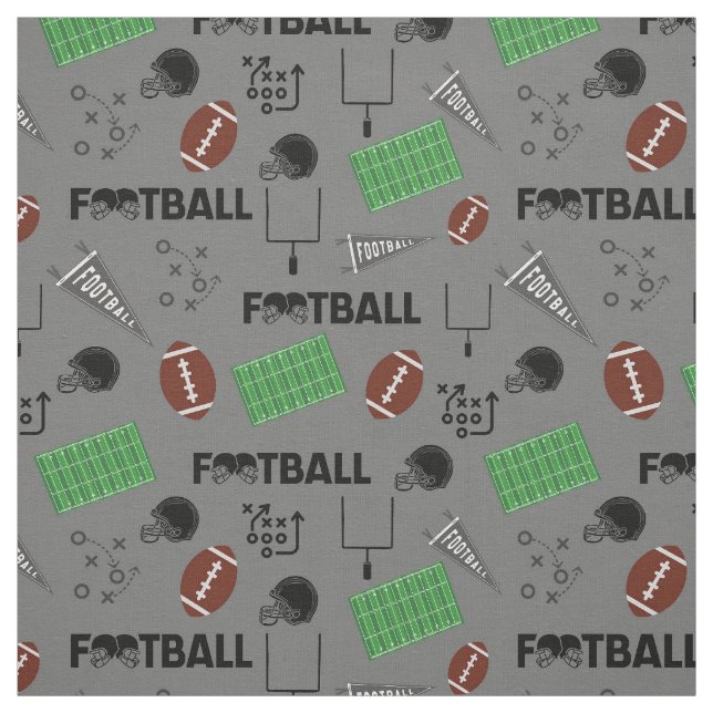 Football Fun on Gray Fabric (Swatch)