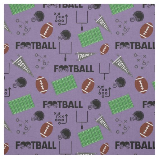 Football Fun on Gray-Purple Fabric