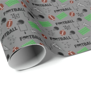 Football Fun on Gray Wrapping Paper