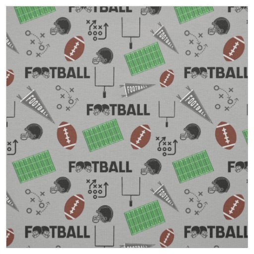 Football Fun on Light Gray Fabric