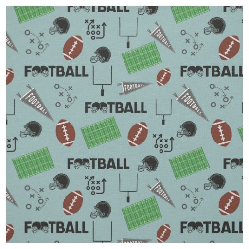 Football Fun on Light Gray-Green Fabric