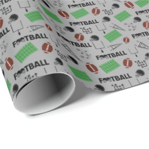 Football Fun on Light Gray Wrapping Paper