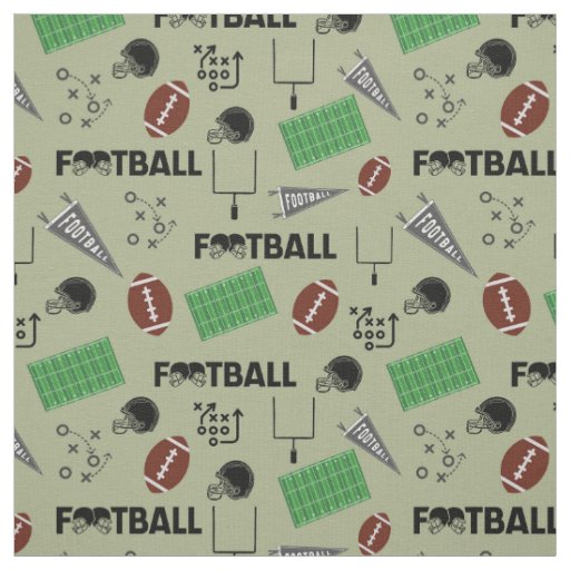 Football Fun on Light Olive Green Fabric
