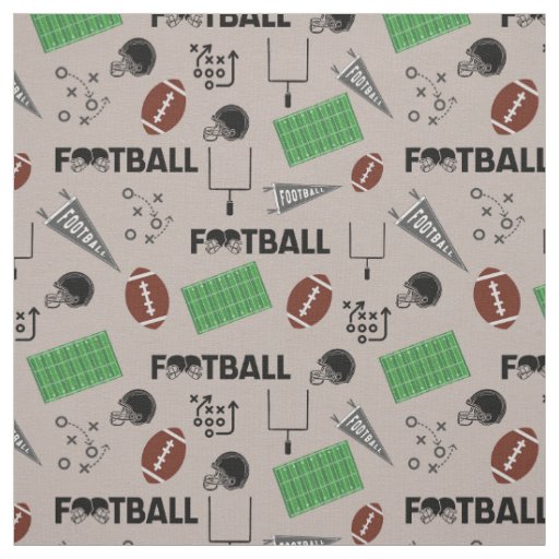 Football Fun on Pale Brown Fabric