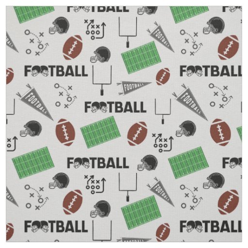 Football Fun on Pale Gray Fabric
