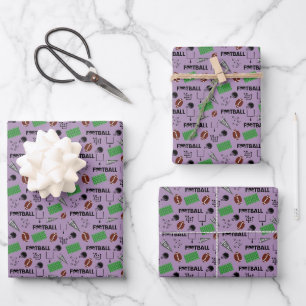 Football Fun on Purple Wrapping Paper Sheets