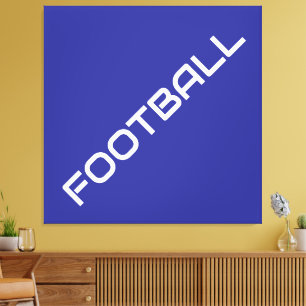 FOOTBALL Fun Sleek White Slant Text On Deep Blue Canvas Print