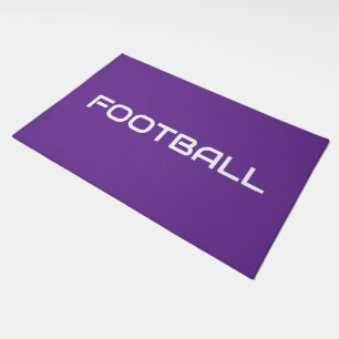 FOOTBALL Fun Sporty Modern Text On Royal Purple Doormat