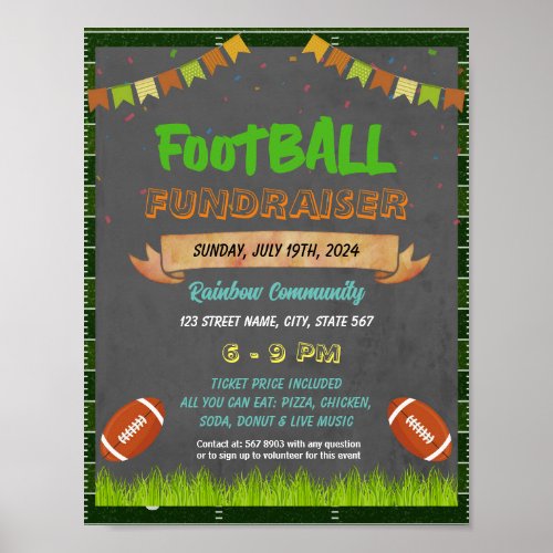 Football fundraiser event template poster