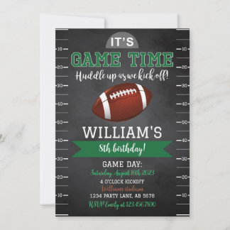 Football Game Birthday Invitation Black