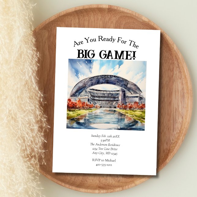 Football Game Day Big Game Party  Invitation (Football game, Superbowl Big Game Day invitation)