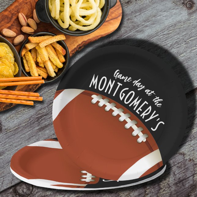 Football Game Day Black Paper Plates