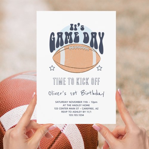 Football Game Day Boy 1st Birthday Invitation