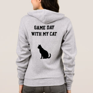 Football Game Day Cat Mom Pet Lover Black Grey USA Hoodie