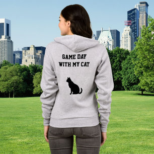 Football Game Day Cat Mom Pet Lover Black Grey USA Hoodie