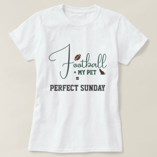 Football Game Day Cat Mom Script Green Grey White  T-Shirt