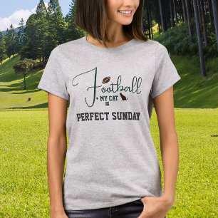 Football Game Day Cat Mom Script Green Light Steel T-Shirt