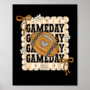 Football Game Day Coquette, Girly Fall Football Mo Poster
