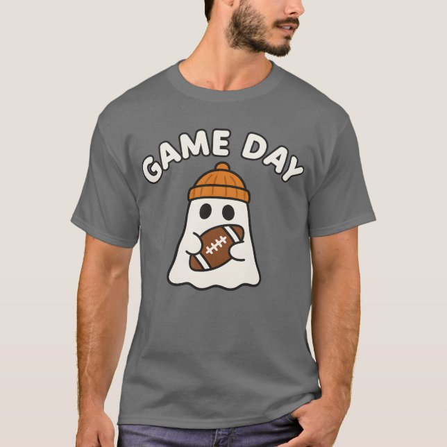 Football Game Day Ghost Halloween T-Shirt (Front)