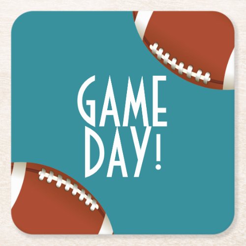 Football Game Day Party Square Paper Coaster
