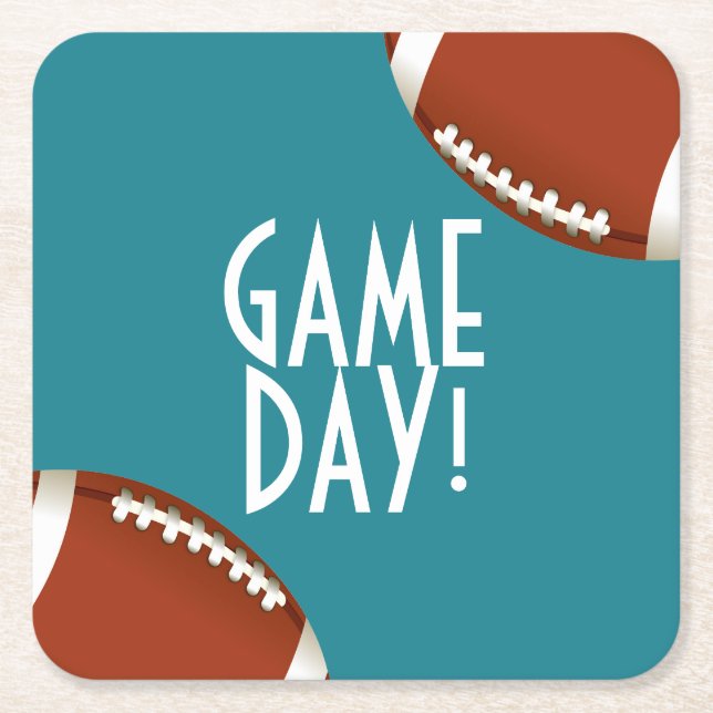 Football Game Day Party Square Paper Coaster (Front)