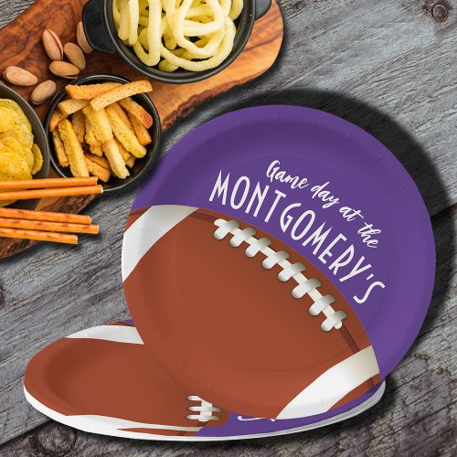 Football Game Day Purple Paper Plates
