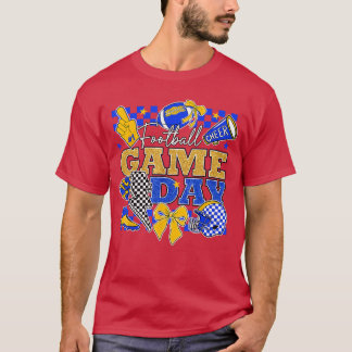 Football Game Day Touchdown Cheer Team Spirit Blue T-Shirt
